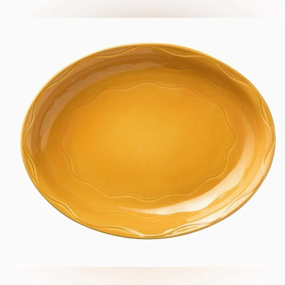 Syracuse USA Oval Plate Serving Platter Sunny Saffron Yellow Orange Heavy China